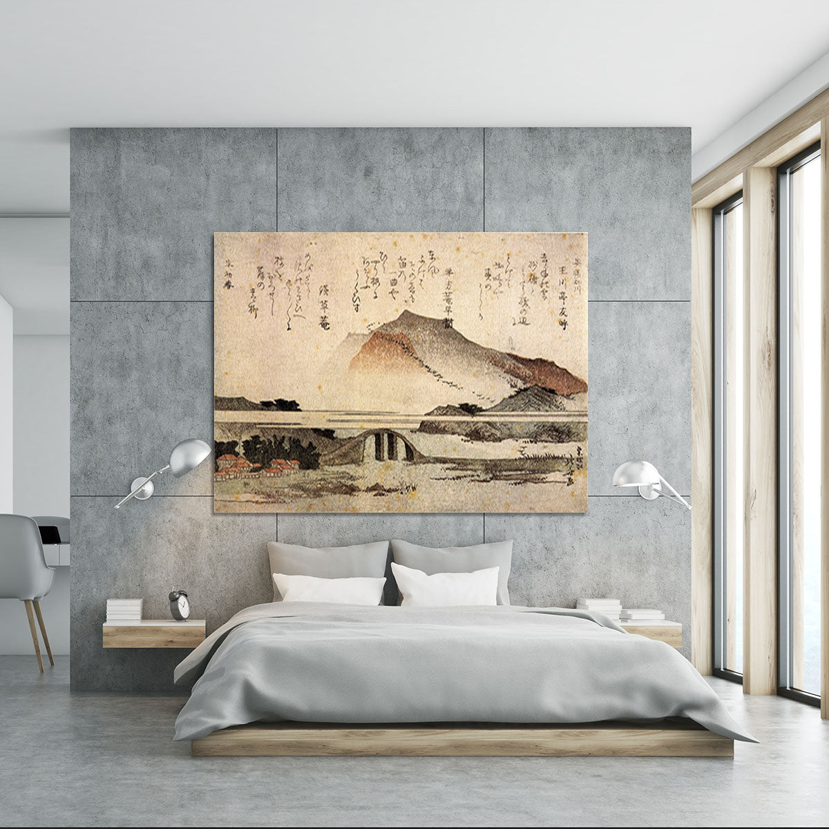 Mountain landscape with a bridge by Hokusai Canvas Print or Poster - Canvas Art Rocks - 5