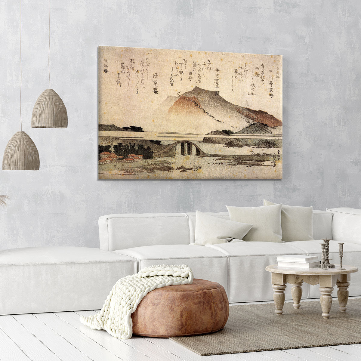 Mountain landscape with a bridge by Hokusai Canvas Print or Poster - Canvas Art Rocks - 6