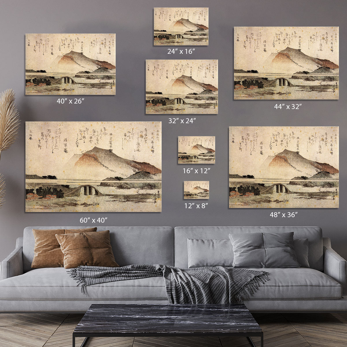 Mountain landscape with a bridge by Hokusai Canvas Print or Poster - Canvas Art Rocks - 7