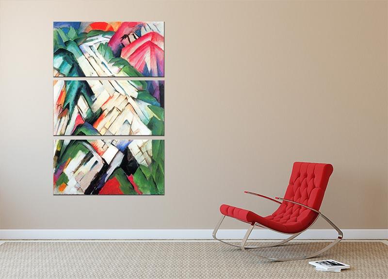 Mountains Landscape by Franz Marc 3 Split Panel Canvas Print - Canvas Art Rocks - 2