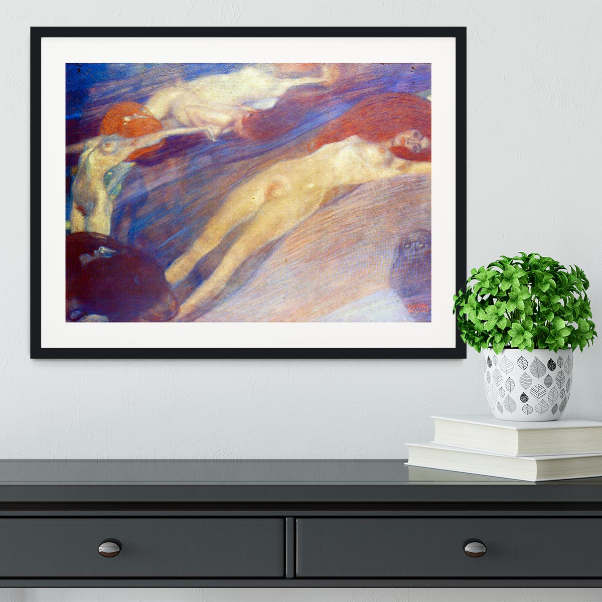 Moving water by Klimt Framed Print - Canvas Art Rocks - 1