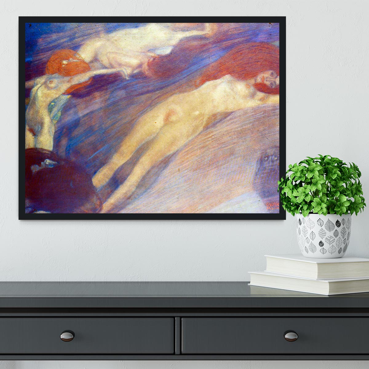 Moving water by Klimt Framed Print - Canvas Art Rocks - 2