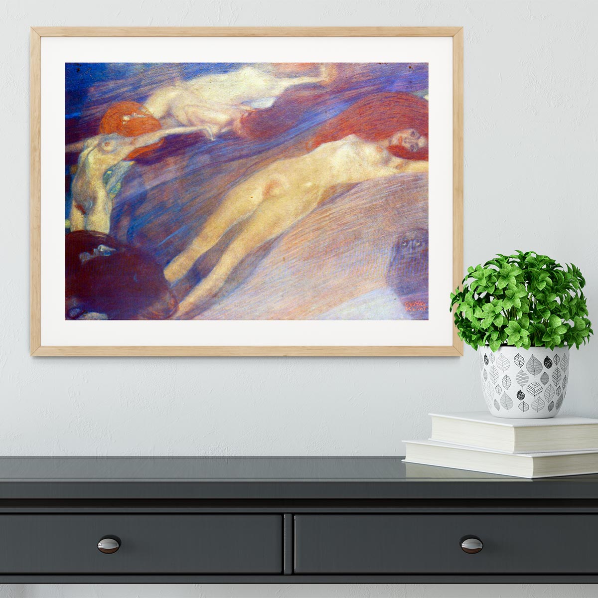 Moving water by Klimt Framed Print - Canvas Art Rocks - 3