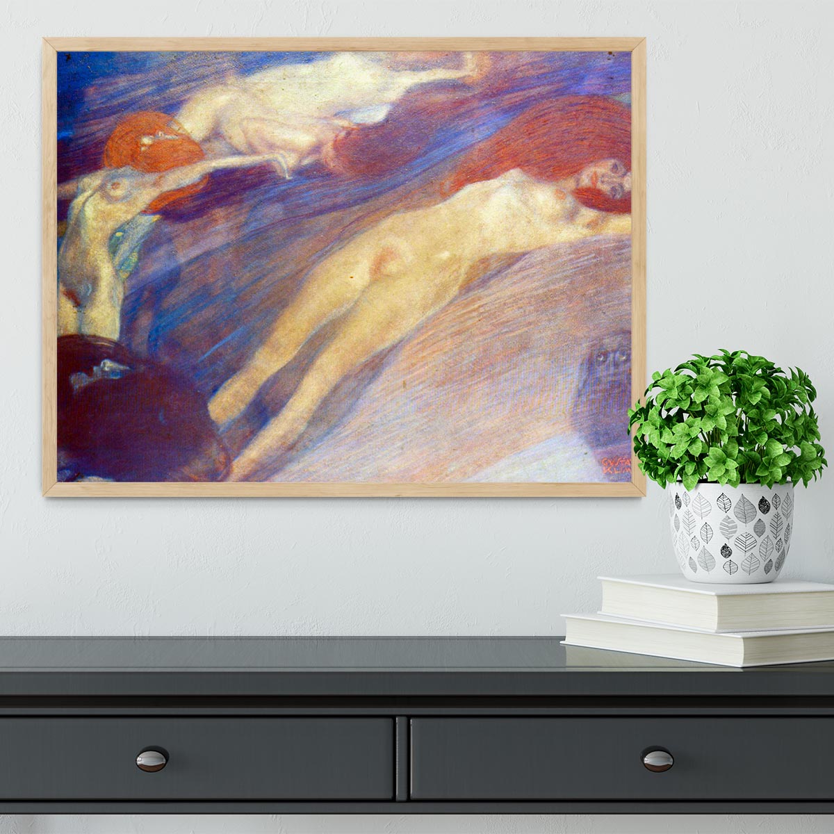 Moving water by Klimt Framed Print - Canvas Art Rocks - 4
