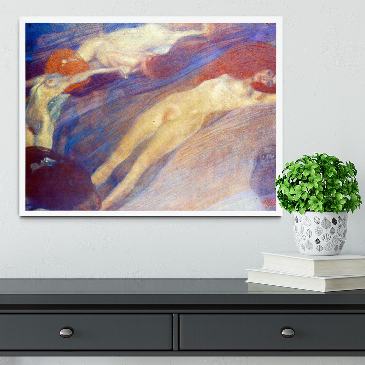 Moving water by Klimt Framed Print - Canvas Art Rocks -6