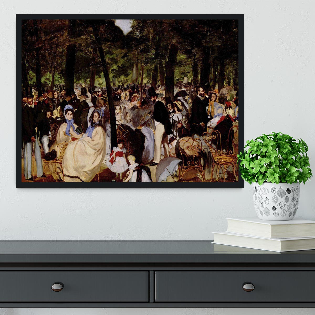 Music in Tuilerie Garden by Manet Framed Print - Canvas Art Rocks - 2