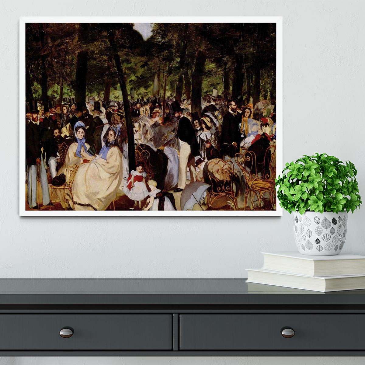 Music in Tuilerie Garden by Manet Framed Print - Canvas Art Rocks -6