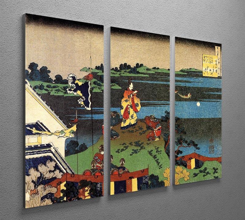 Nakamaro looking at the moon by Hokusai 3 Split Panel Canvas Print - Canvas Art Rocks - 2