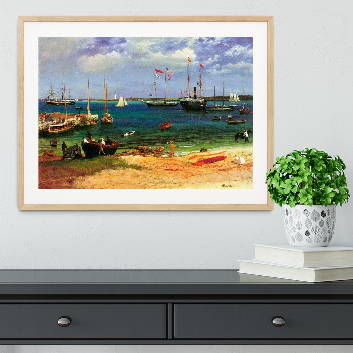 Nassau port by Bierstadt Framed Print - Canvas Art Rocks - 3