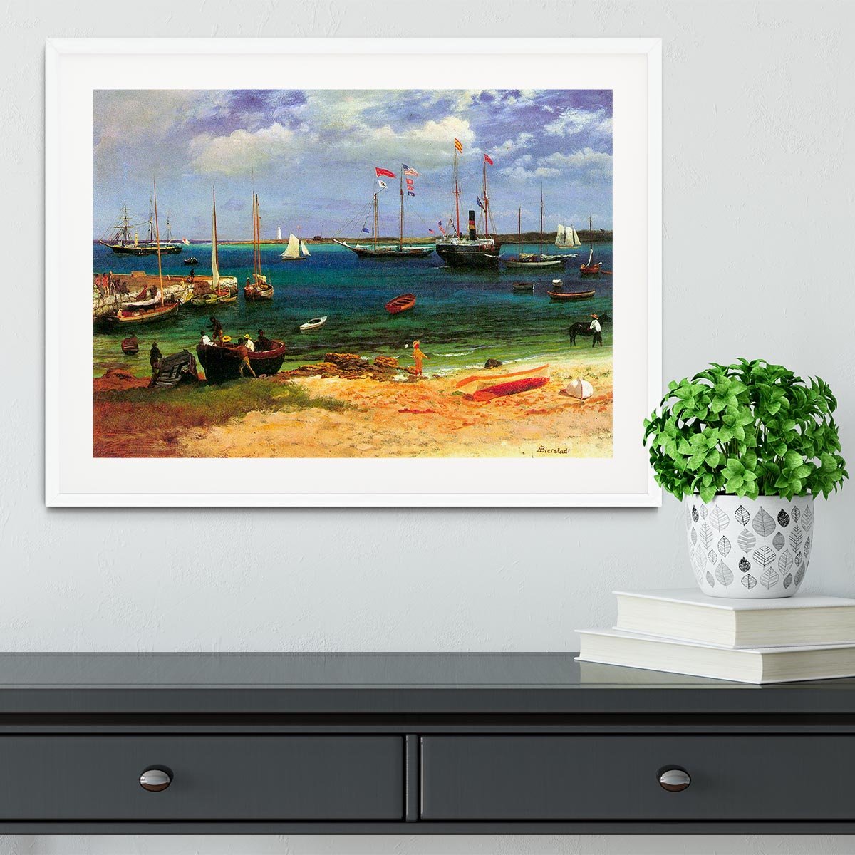 Nassau port by Bierstadt Framed Print - Canvas Art Rocks - 5