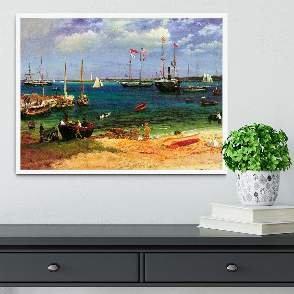 Nassau port by Bierstadt Framed Print - Canvas Art Rocks -6
