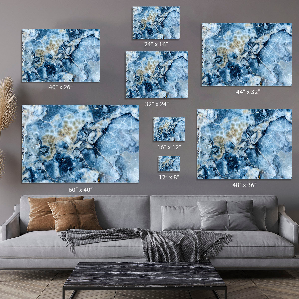 Navy Cracked and Speckled Marble Canvas Print or Poster - Canvas Art Rocks - 7