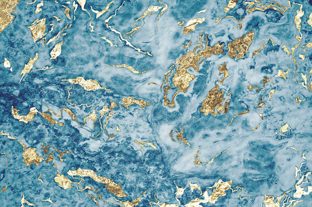 Navy and Gold Foil Marble Wall Mural Wallpaper - Canvas Art Rocks - 1