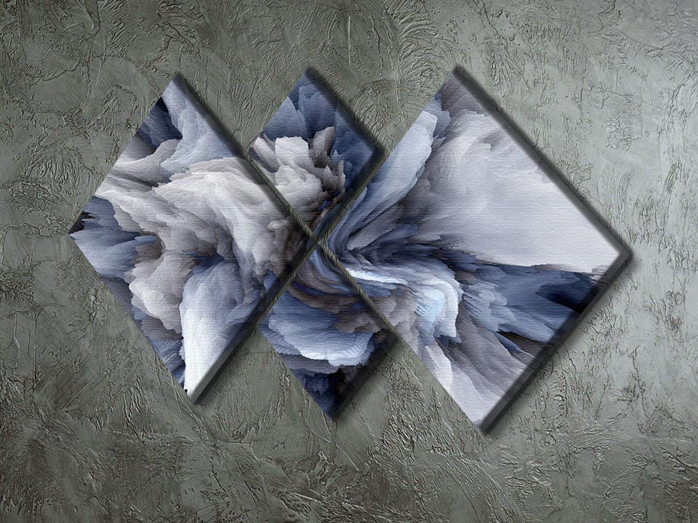 Navy and White Abstract Watercolour 4 Square Multi Panel Canvas - Canvas Art Rocks - 2