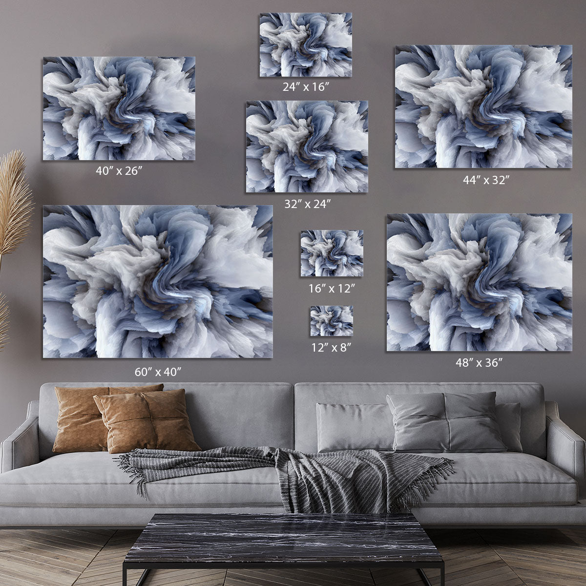 Navy and White Abstract Watercolour Canvas Print or Poster - Canvas Art Rocks - 7