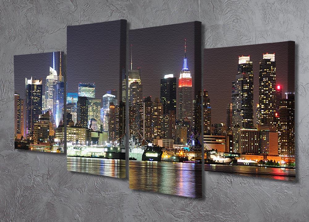 New Jersey Weehawken waterfront 4 Split Panel Canvas  - Canvas Art Rocks - 2