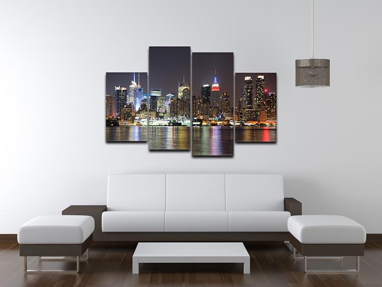 New Jersey Weehawken waterfront 4 Split Panel Canvas  - Canvas Art Rocks - 3