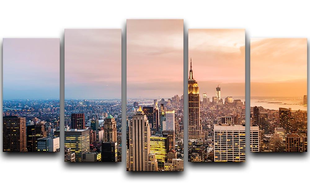 New York City skyline at sunset 5 Split Panel Canvas - Canvas Art Rocks - 1