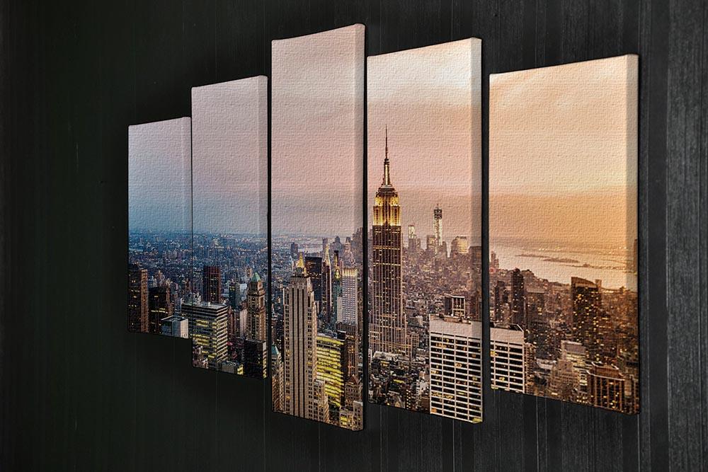 New York City skyline at sunset 5 Split Panel Canvas - Canvas Art Rocks - 2