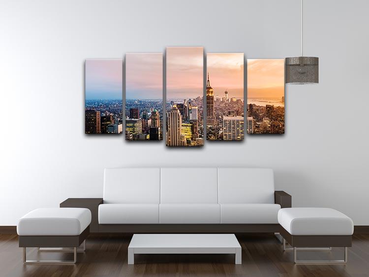 New York City skyline at sunset 5 Split Panel Canvas - Canvas Art Rocks - 3