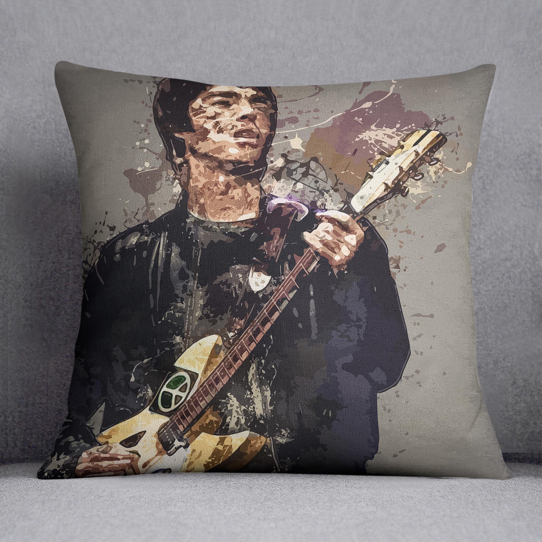 Noel Gallagher Paint Splatter Cushion