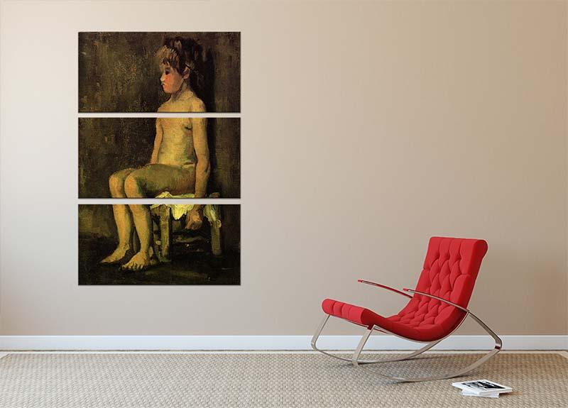 Nude Study of a Little Girl Seated by Van Gogh 3 Split Panel Canvas Print - Canvas Art Rocks - 2