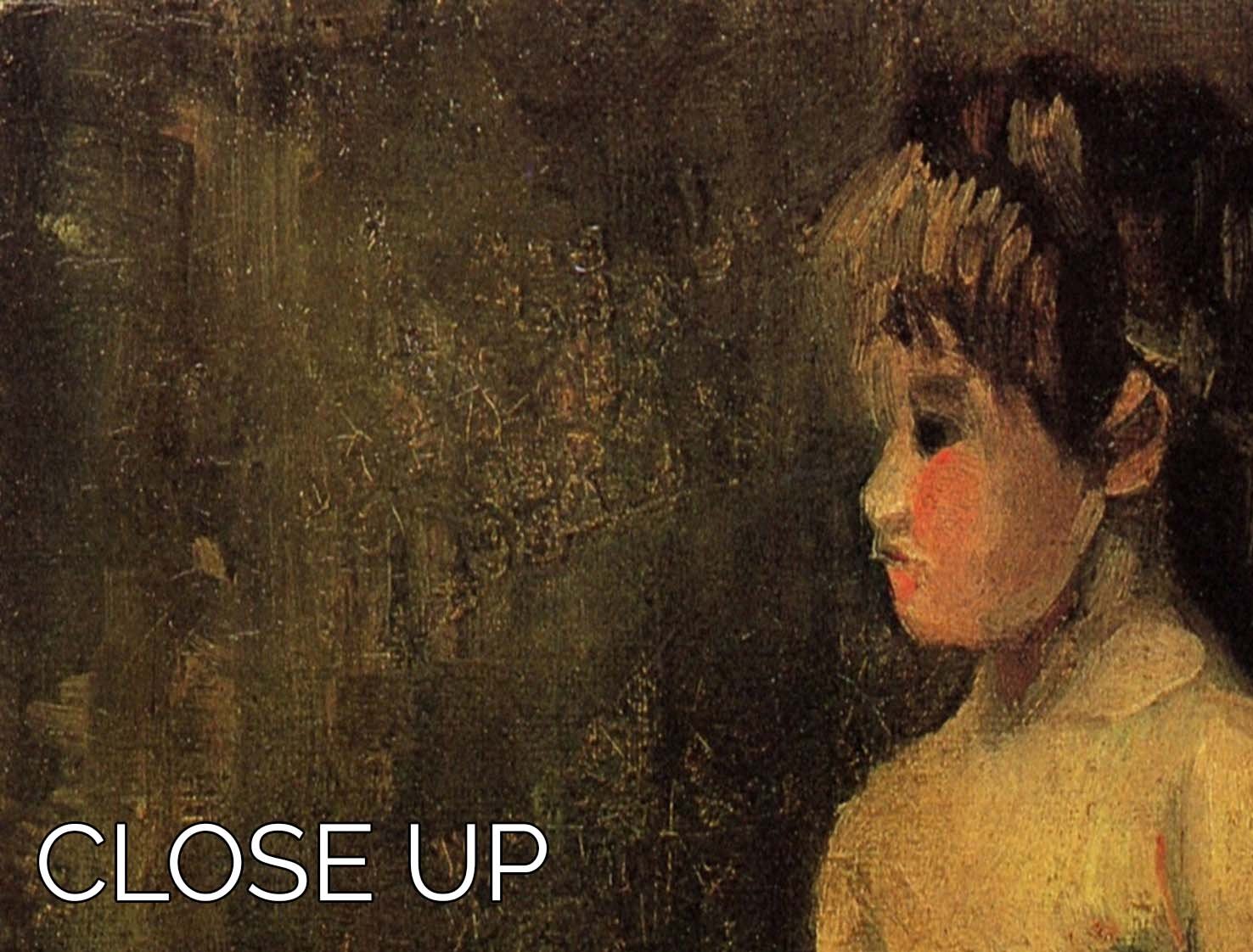 Nude Study of a Little Girl Seated by Van Gogh 3 Split Panel Canvas Print - Canvas Art Rocks - 3