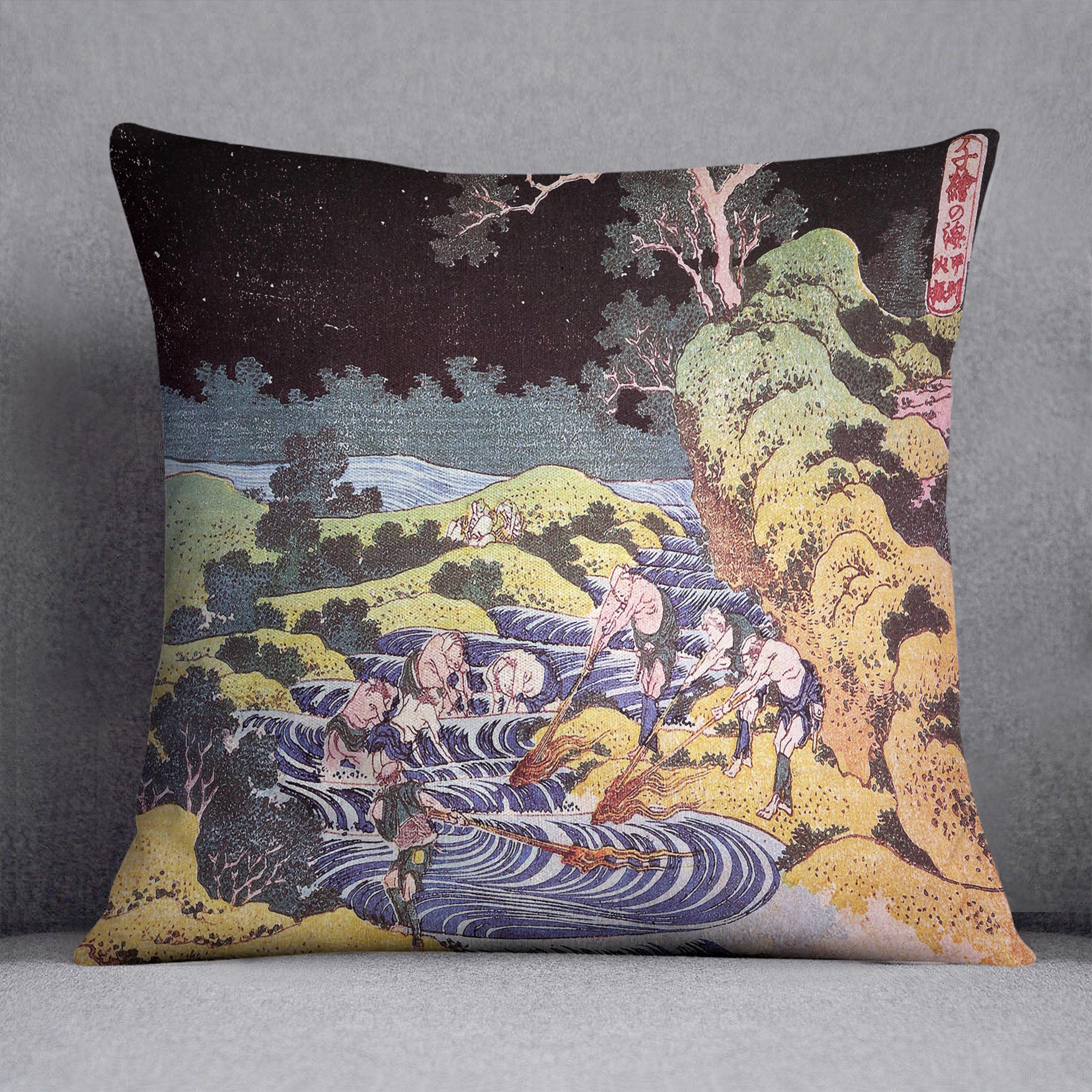 Ocean landscape by Hokusai Cushion