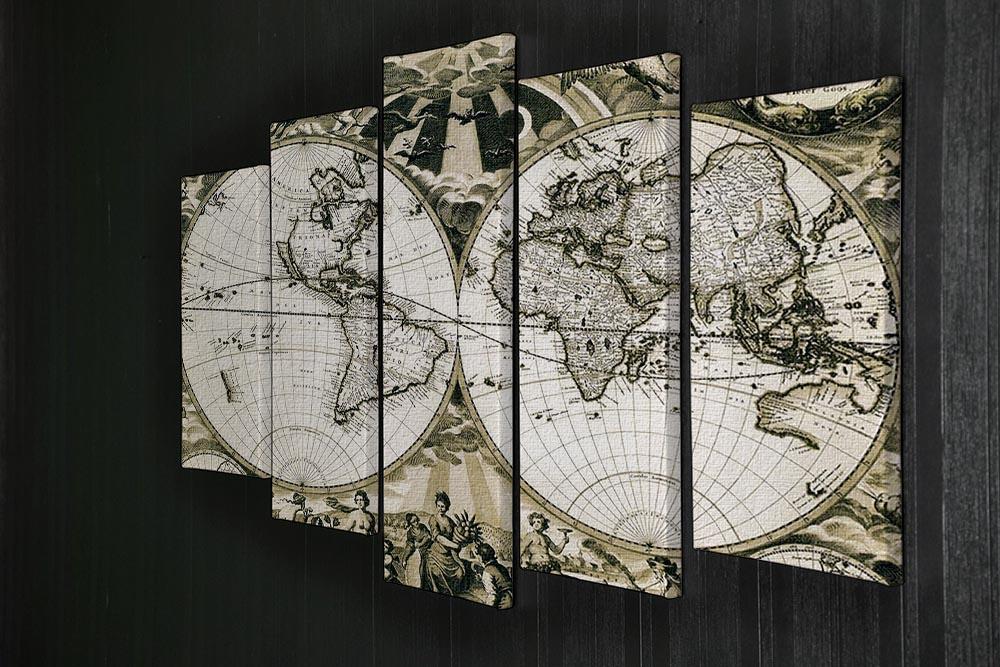 Old paper world map Holland 5 Split Panel Canvas - Canvas Art Rocks - 2