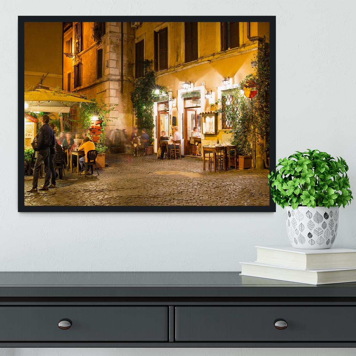 Old street in Trastevere Framed Print - Canvas Art Rocks - 2