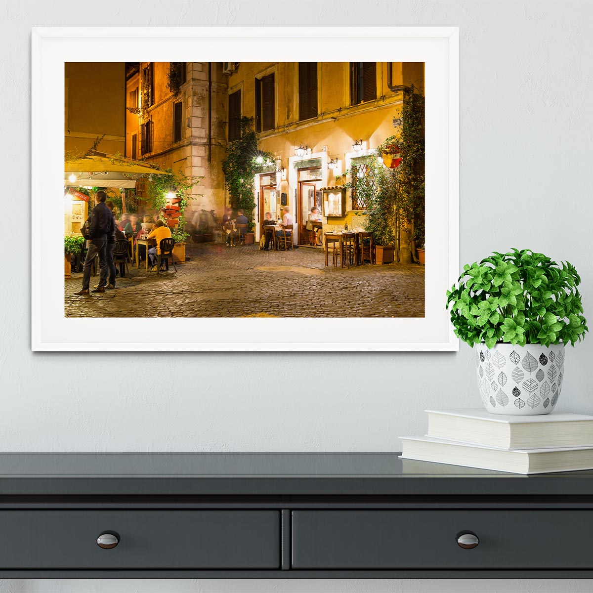 Old street in Trastevere Framed Print - Canvas Art Rocks - 5