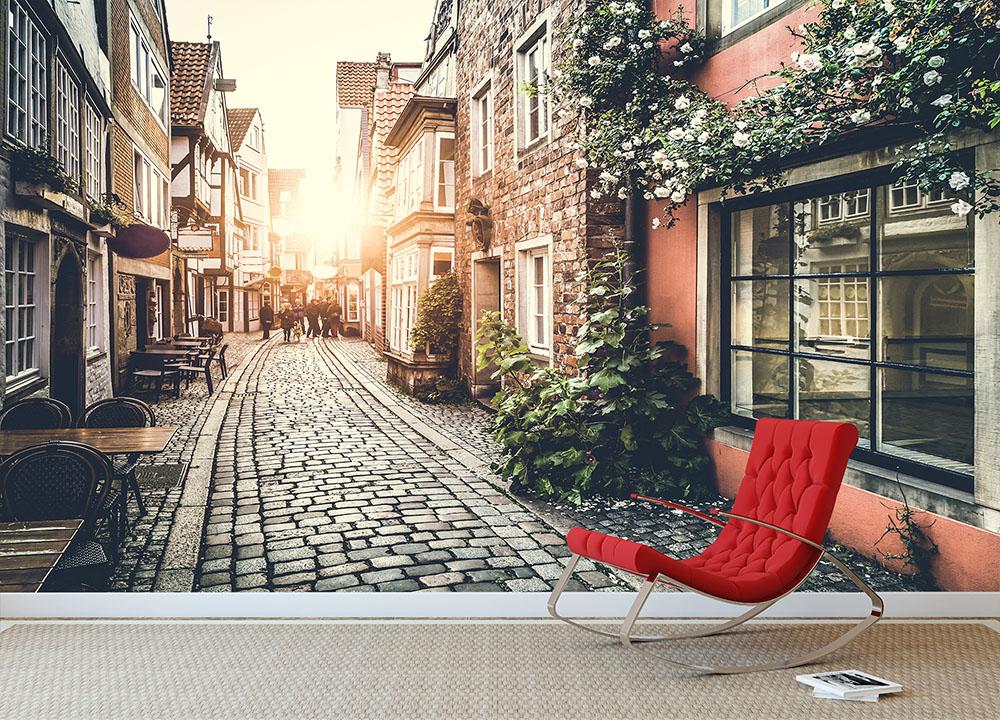 Old town in Europe at sunset Wall Mural Wallpaper - Canvas Art Rocks - 2