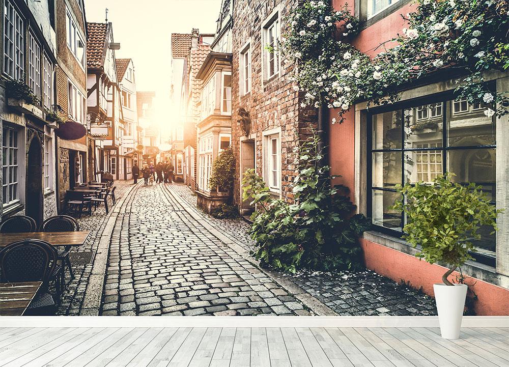 Old town in Europe at sunset Wall Mural Wallpaper - Canvas Art Rocks - 4