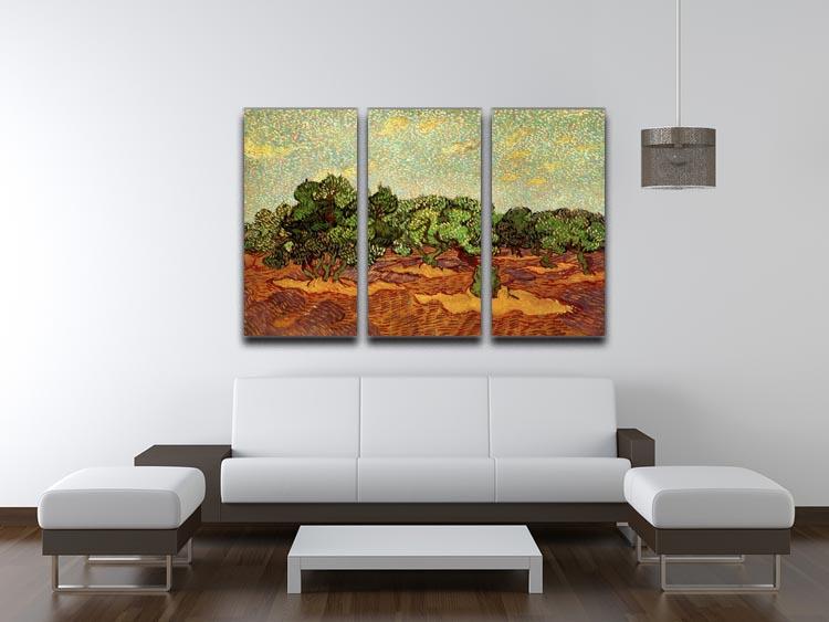 Olive Grove Pale Blue Sky by Van Gogh 3 Split Panel Canvas Print - Canvas Art Rocks - 4