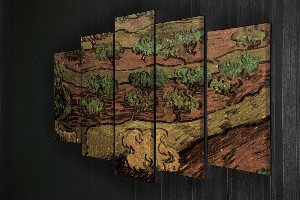 Olive Trees against a Slope of a Hill by Van Gogh 5 Split Panel Canvas - Canvas Art Rocks - 2