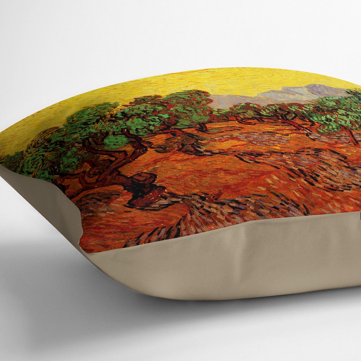 Olive Trees with Yellow Sky and Sun by Van Gogh Cushion