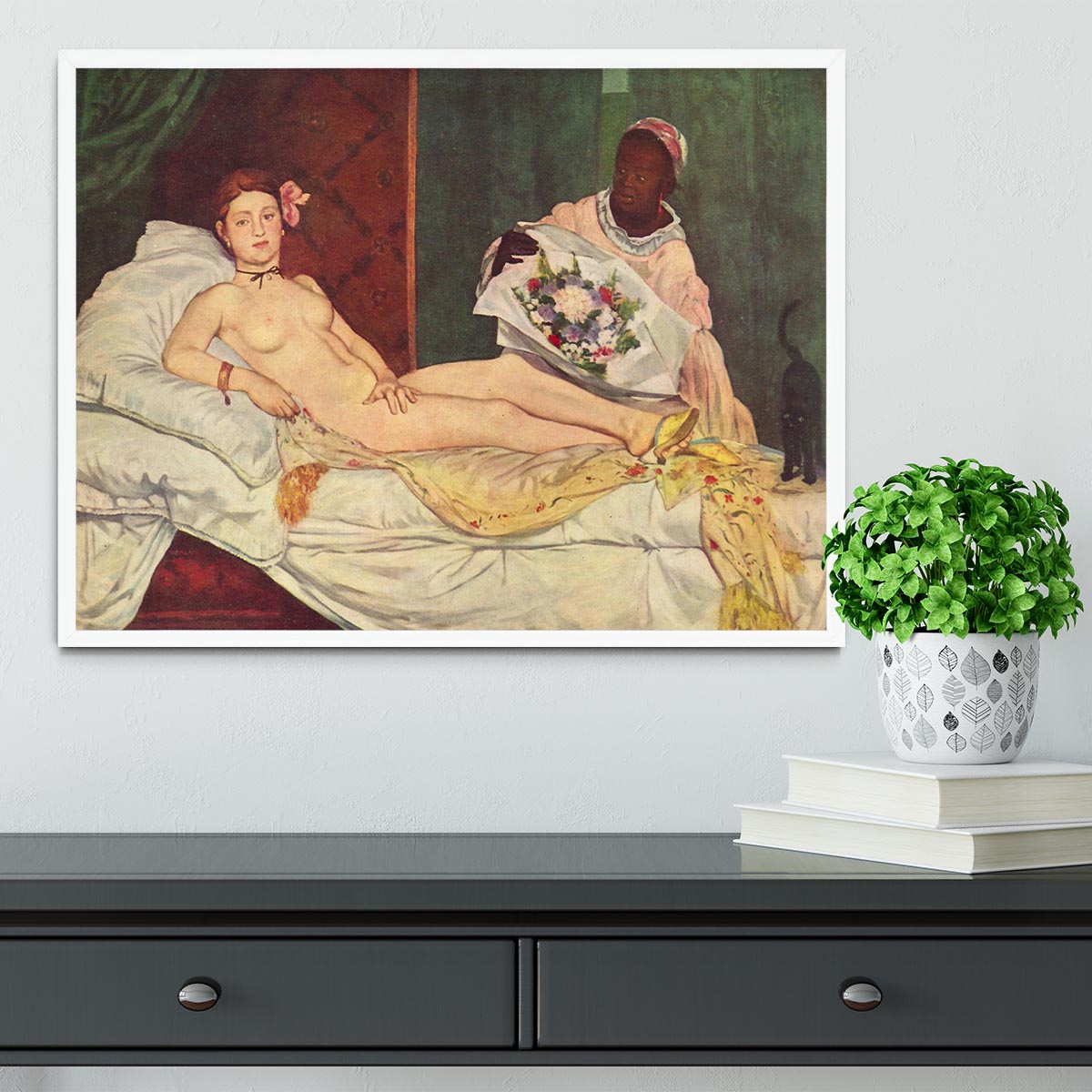 Olympia 1 by Manet Framed Print - Canvas Art Rocks -6