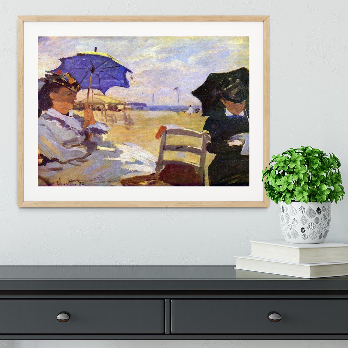 On the beach at Trouville by Monet Framed Print - Canvas Art Rocks - 3