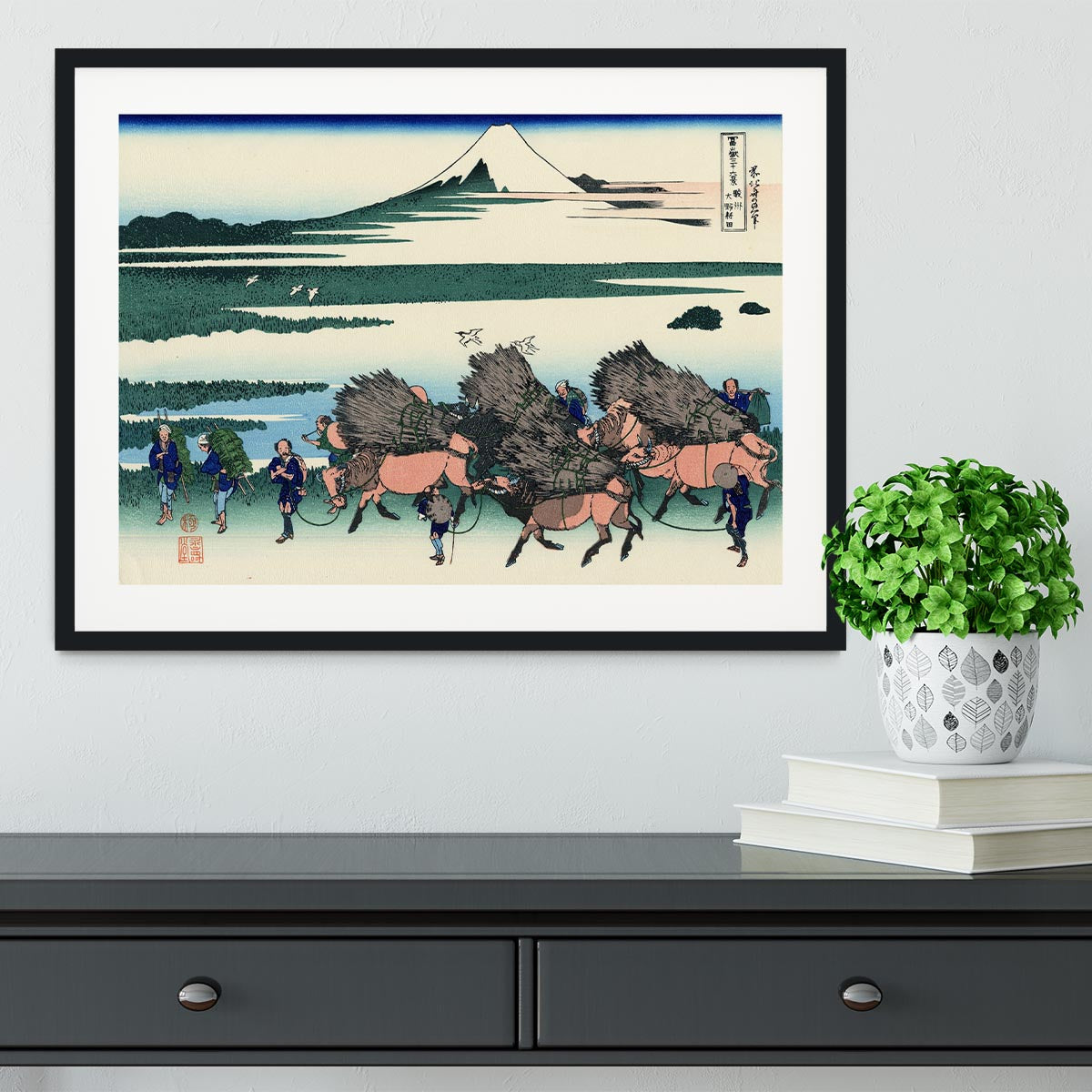Ono Shindon in the Suraga province by Hokusai Framed Print - Canvas Art Rocks - 1