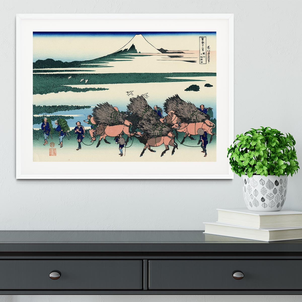 Ono Shindon in the Suraga province by Hokusai Framed Print - Canvas Art Rocks - 5