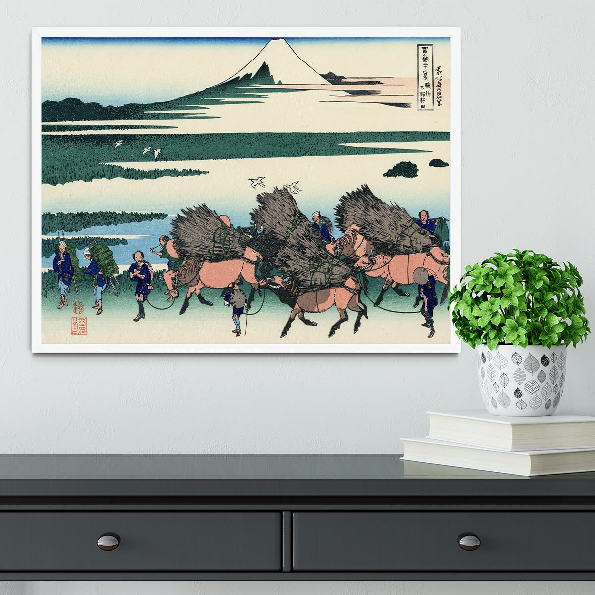 Ono Shindon in the Suraga province by Hokusai Framed Print - Canvas Art Rocks -6
