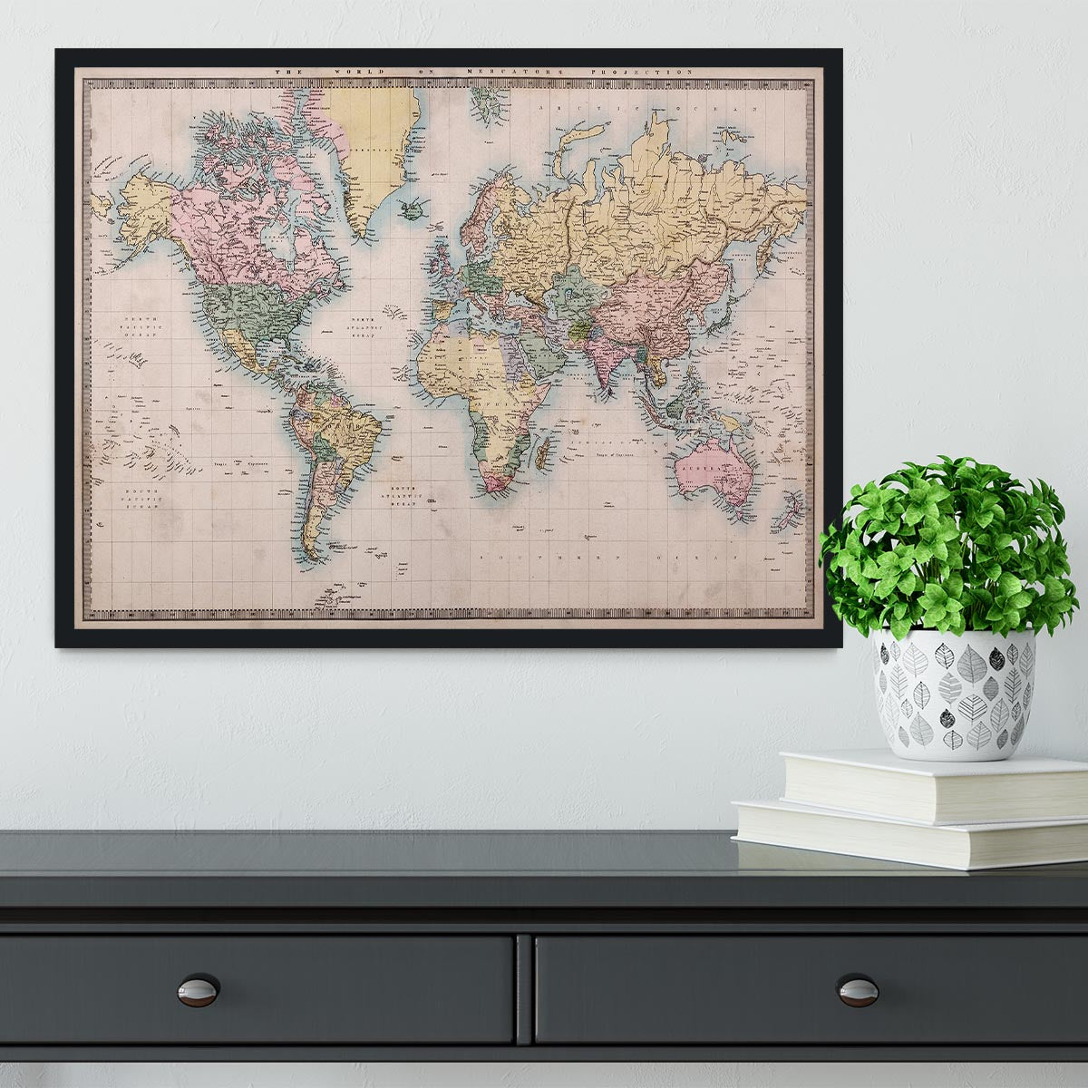 Original old hand coloured map Framed Print - Canvas Art Rocks - 2