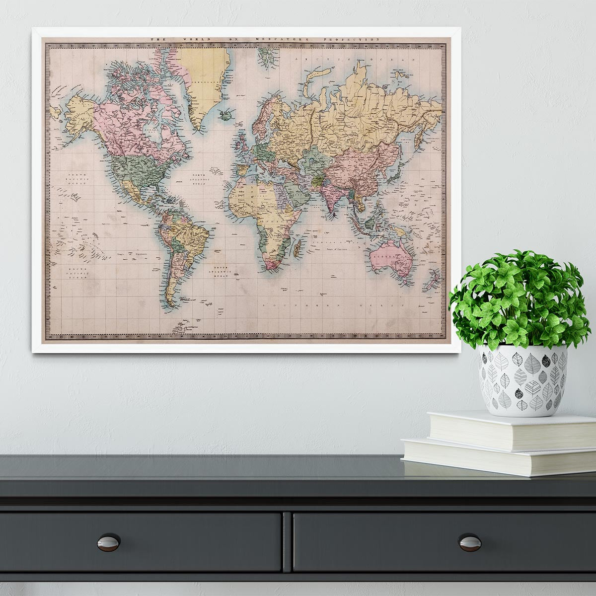 Original old hand coloured map Framed Print - Canvas Art Rocks -6