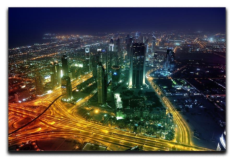 Panorama Dubai city at night Canvas Print or Poster  - Canvas Art Rocks - 1