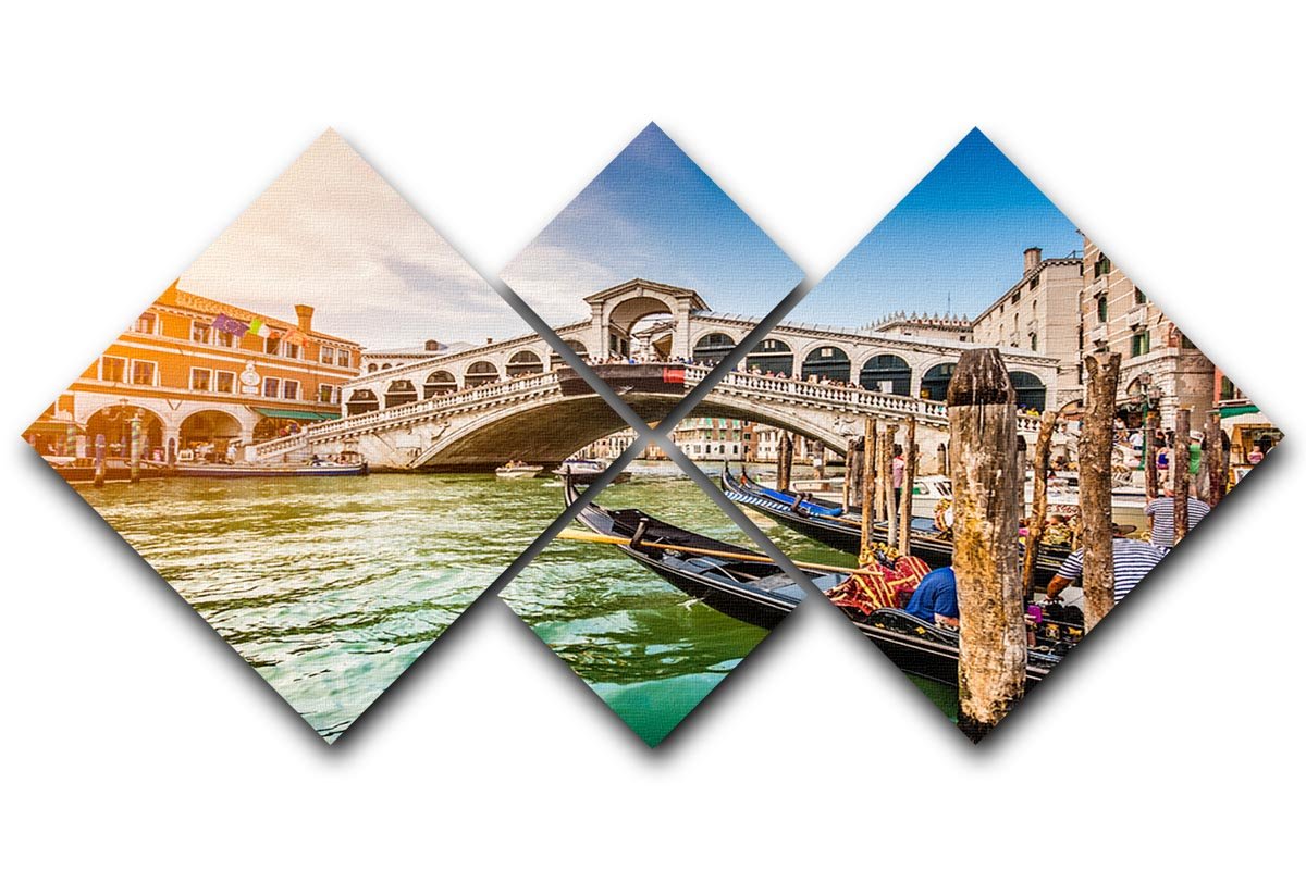 Panoramic view of Canal Grande 4 Square Multi Panel Canvas - Canvas Art Rocks - 1