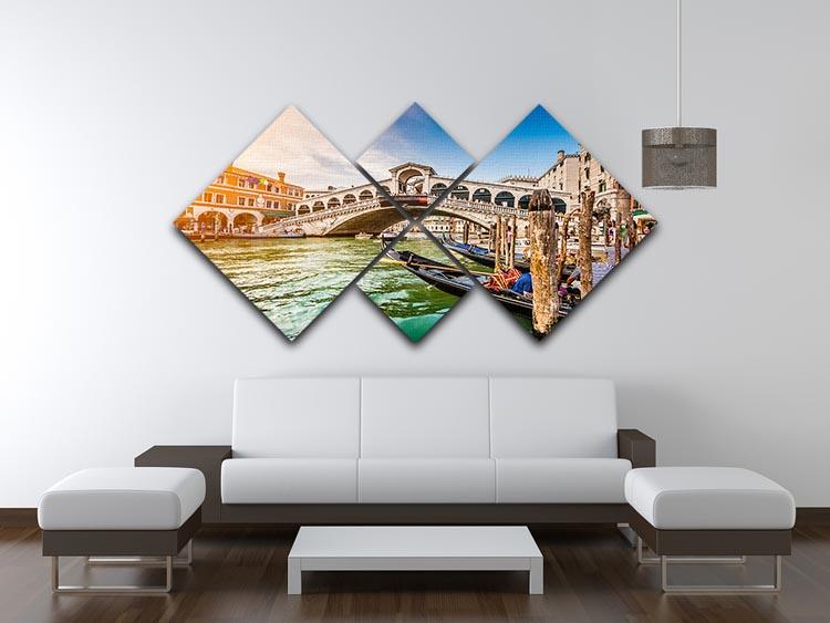 Panoramic view of Canal Grande 4 Square Multi Panel Canvas - Canvas Art Rocks - 3