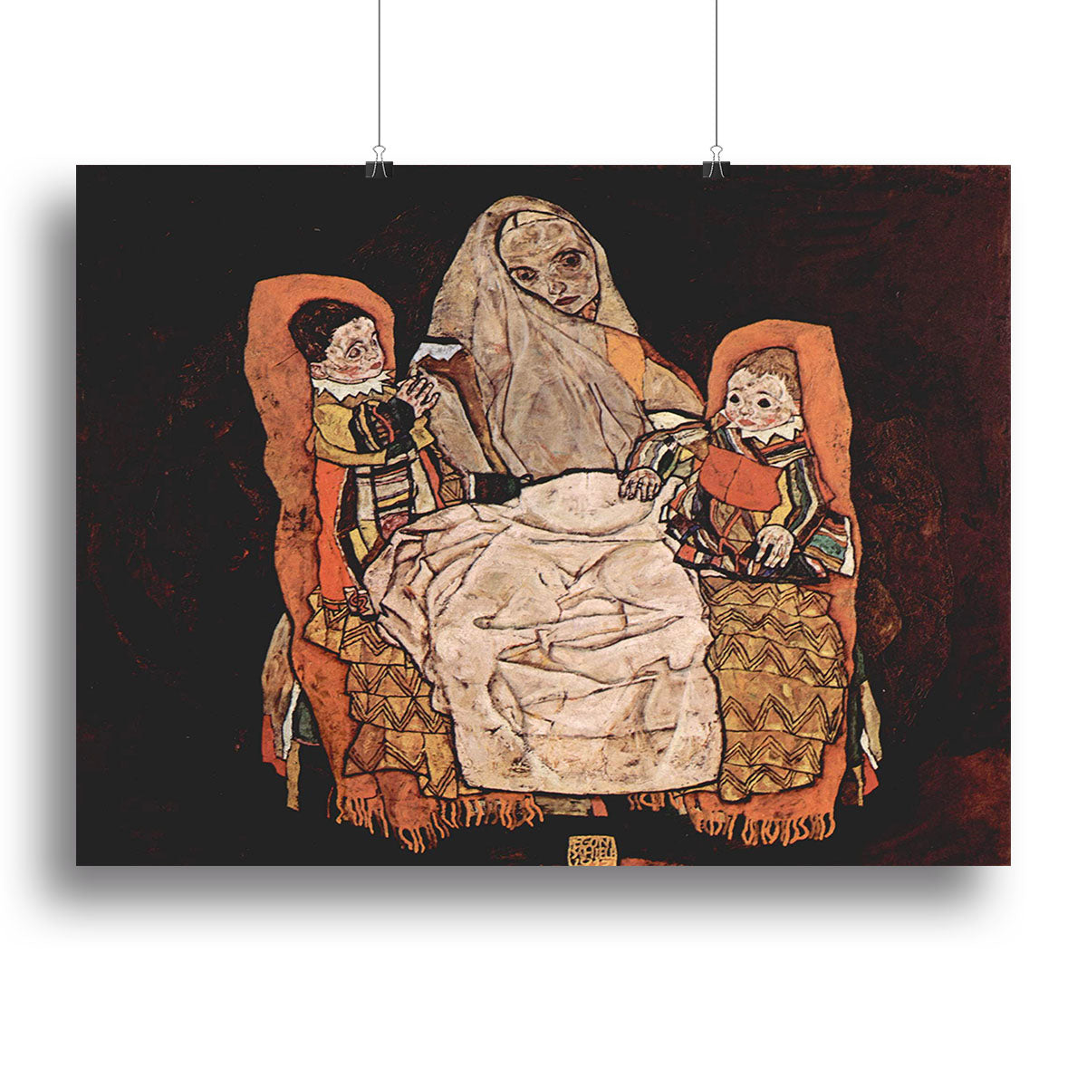 Parent with two children the mother by Egon Schiele Canvas Print or Poster - Canvas Art Rocks - 2