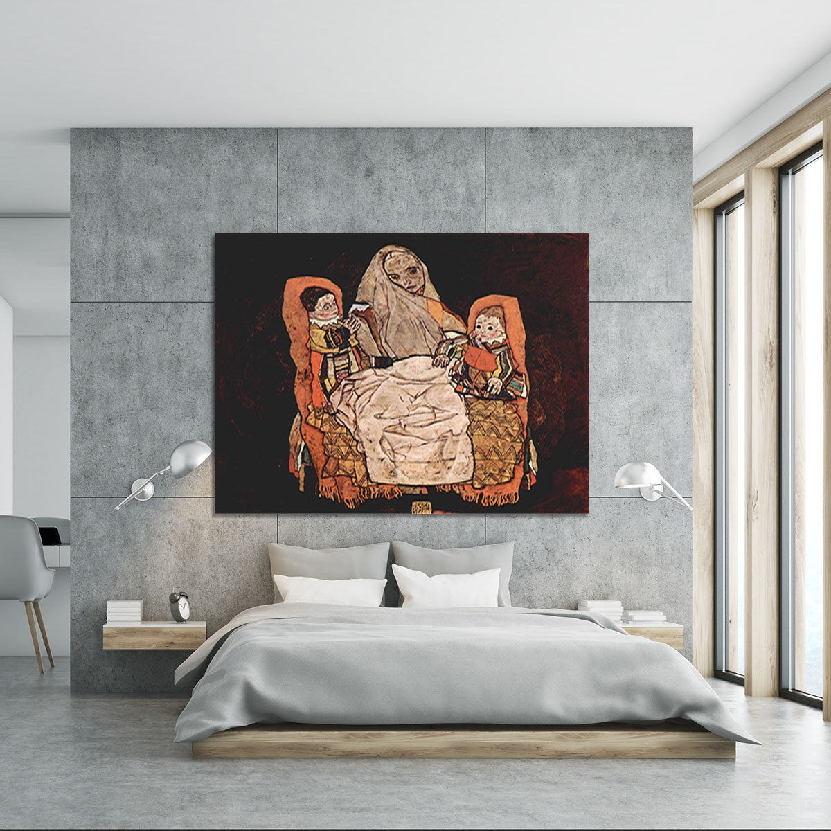 Parent with two children the mother by Egon Schiele Canvas Print or Poster - Canvas Art Rocks - 5