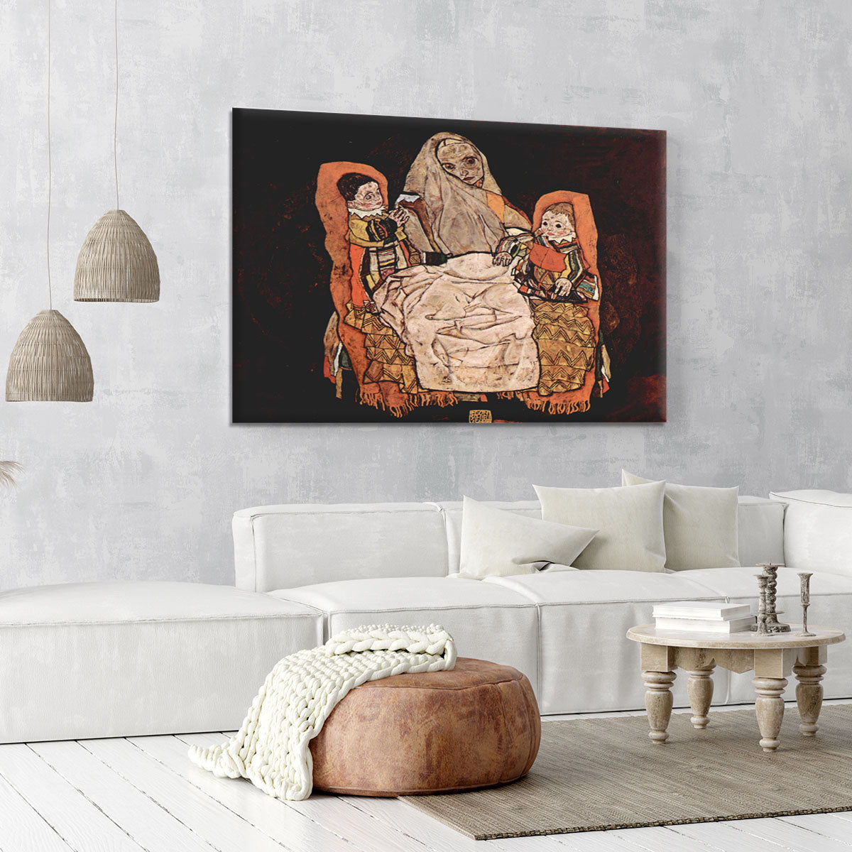 Parent with two children the mother by Egon Schiele Canvas Print or Poster - Canvas Art Rocks - 6