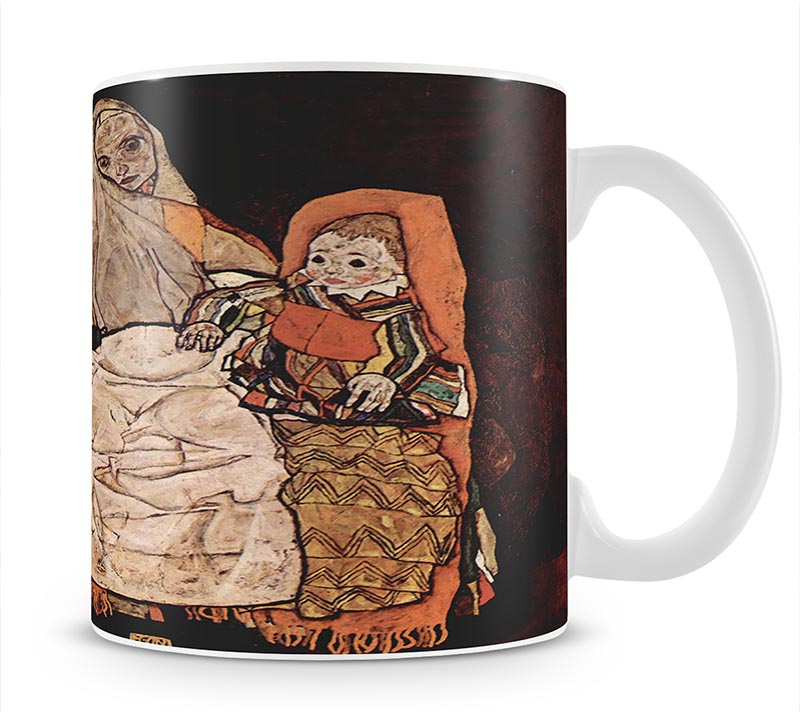 Parent with two children the mother by Egon Schiele Mug - Canvas Art Rocks - 1